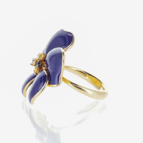 Bague 52 Nardi - Bague en or jaune 18 K émaillée, saphirs jaunes et diamants 58 Facettes 2.16743