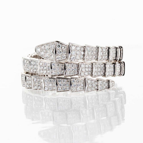 Bracelet Bulgari Serpenti Viper - Bracelet 3 rangs en or blanc et diamants 58 Facettes 2.17274