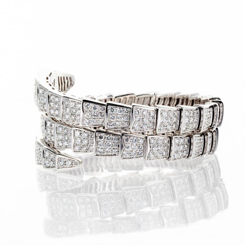 Bracelet Bulgari Serpenti Viper - Bracelet 3 rangs en or blanc et diamants 58 Facettes 2.17274