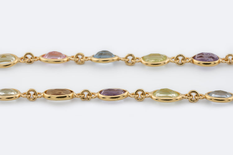 Bracelet Oro Giallo Bracelet en or jaune 18 ct avec pierres semi-précieuses 58 Facettes 196,00 BRC