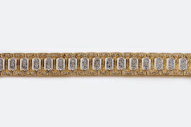 Bracelet Oro Giallo Bracelet en or jaune 18 ct avec diamants taille huit-huit 58 Facettes brc233