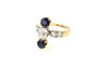 Bague 53 Bague 1900 en or jaune 18k et platine avec diamants et saphirs 58 Facettes 23604
