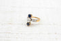 Bague 53 Bague 1900 en or jaune 18k et platine avec diamants et saphirs 58 Facettes 23604