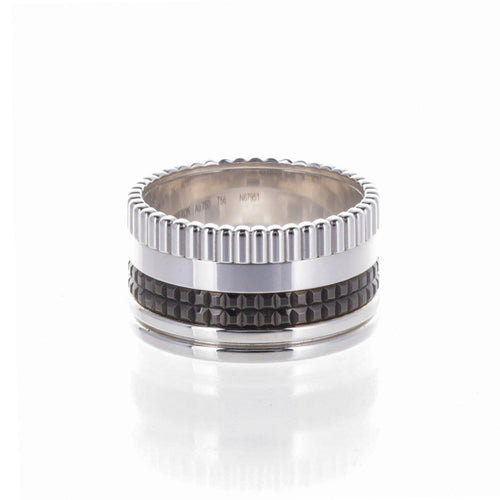 Bague 56 Boucheron Quatre Black Edition - Bague Large en or blanc 18 K 58 Facettes 2.19360