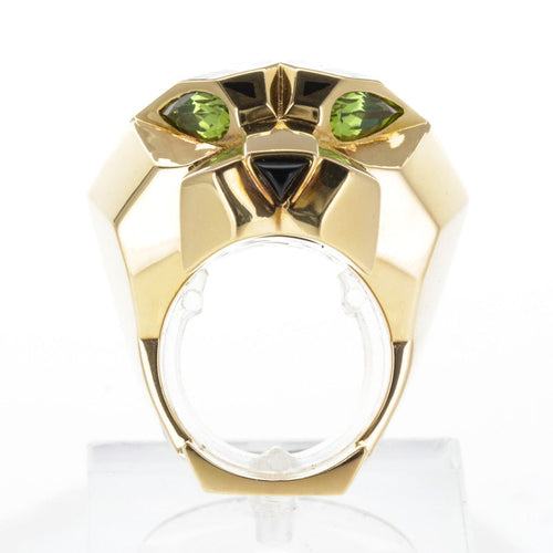 Bague 55 Cartier Panthère - Bague en or jaune 18k laque noire, péridots et onyx 58 Facettes 2.18223