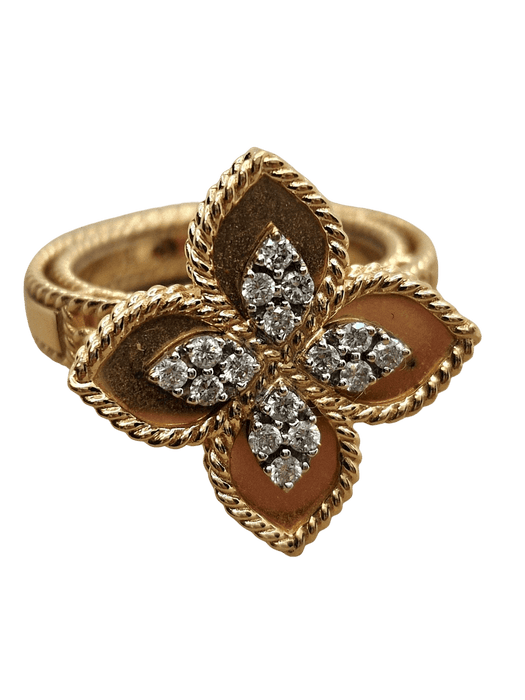 Flower Ring Roberto Coin in 18 carat gold and diamonds