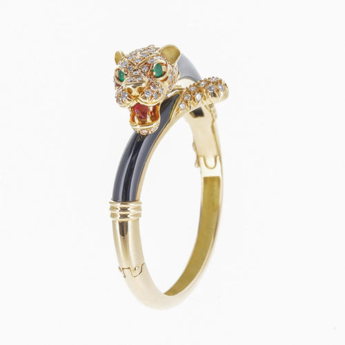 Bracelet Atelier Jean & Pierre Bellin - Bracelet panthère en or jaune, diamants et onyx 58 Facettes 2.18782