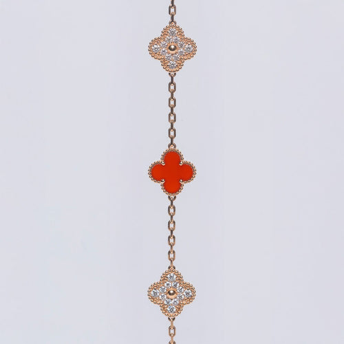 Van Cleef & Arpels Alhambra - Bracelet en or jaune 18 K, cornaline et diamants 58 Facettes 2.19164