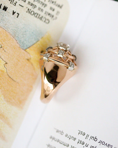 Ring 52 Domring „Constellation“ aus Roségold und Diamanten 58 Facettes C2188