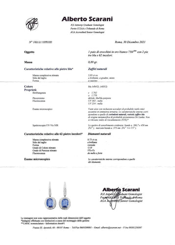 Boucles d'oreilles Boucles d’oreilles en or blanc 18 ct avec saphirs Ceylan et diamants 58 Facettes 10065