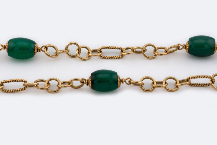 Collier Collier - Pierre verte semi-précieuse en or jaune 18 kt 58 Facettes col171