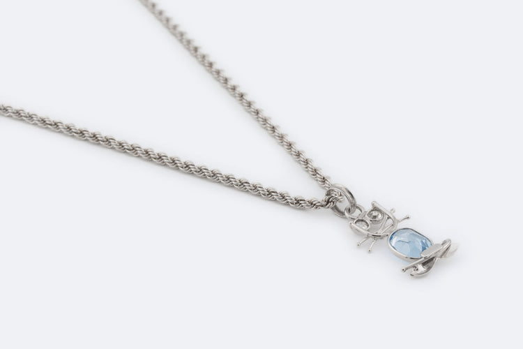 Collier Oro Bianco Collier - Pendentif en or blanc 18 kt avec aigue-marine 58 Facettes col340