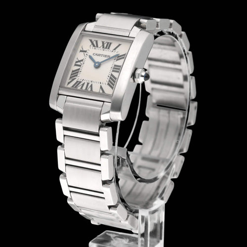 Ur Cartier Tank Française - Ur i stål med kvarts, 2009, med æske og papirer 58 Facettes