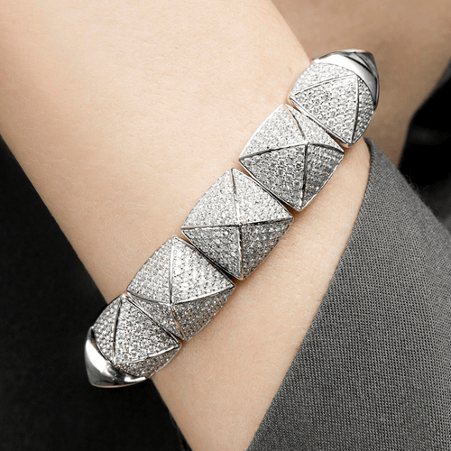18-carat white gold diamond pavé bracelet Pyramide Bracelet 58 Facettes 210016
