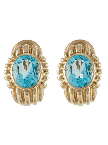 Boucles d'oreilles Fred - Boucles d’oreilles en or jaune 18k et topazes bleues 58 Facettes