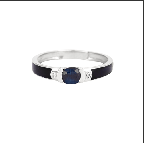 Bague 53 Bague en or gris avec saphir et diamants 58 Facettes DV4307-2