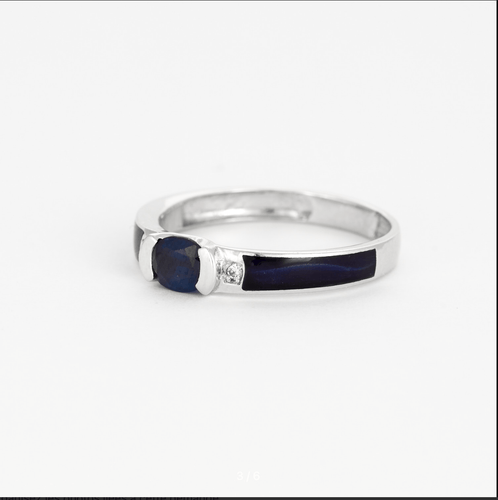 Bague 53 Bague en or gris avec saphir et diamants 58 Facettes DV4307-2