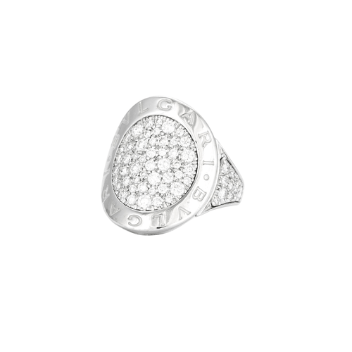 Bague 49 BULGARI – Bague Or blanc Diamants 58 Facettes
