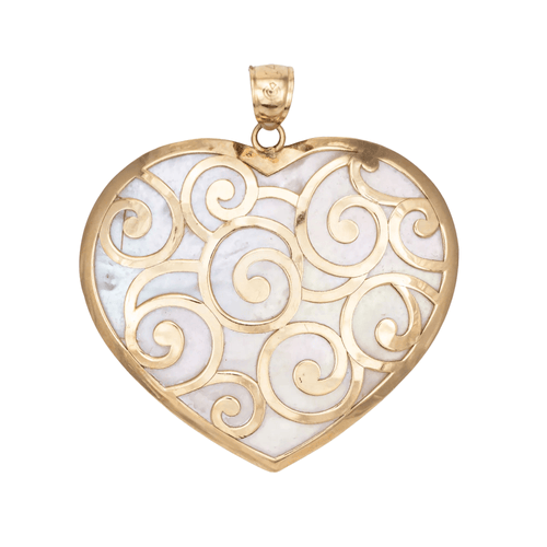 Pendentif Pendentif Grand Coeur Or Jaune Nacre 58 Facettes G12708