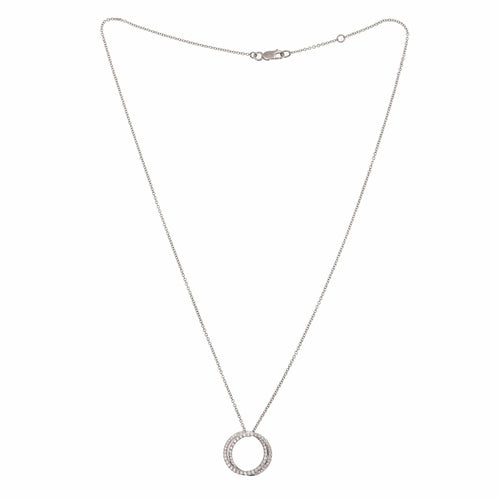 Collier Collier double cercle pavé de diamants en or gris 18 carats 58 Facettes C83