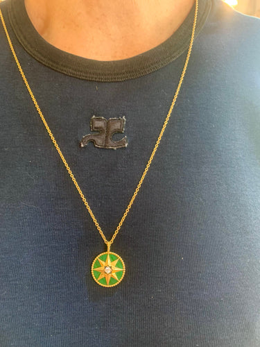 Collier Dior Rose des Vents - Collier moyen modèle en or jaune, malachite et diamant 58 Facettes BS202