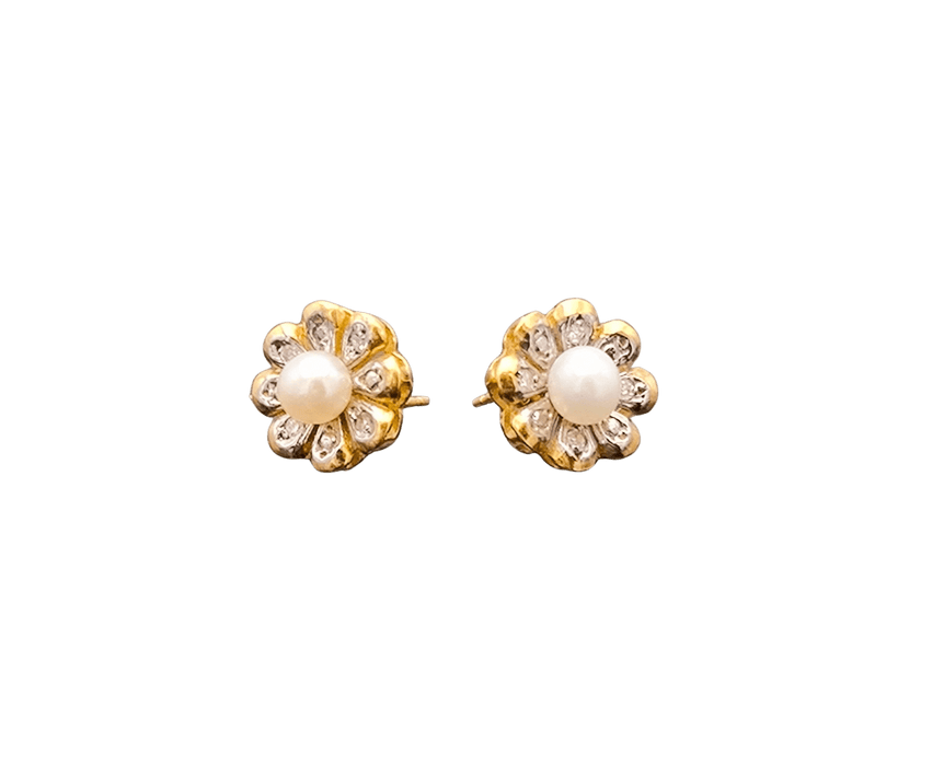 Boucles d'oreilles Paire de boucles d'oreilles en or avec perle et diamant 58 Facettes