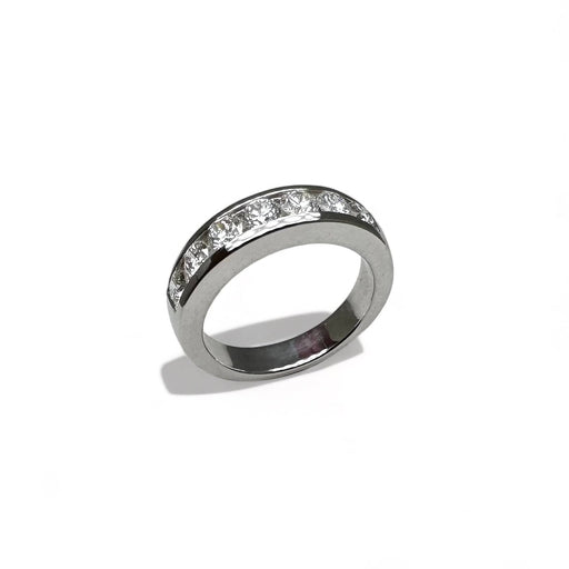 Bague 54 Demi-alliance - Bague en or blanc 18k sertie de diamants 58 Facettes