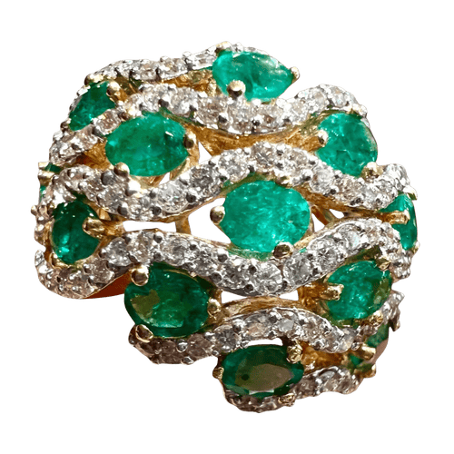 Bague 56 bague or jaune émeraudes et diamants 58 Facettes 7796 A