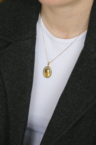 Pendente Jener - Medaglia Vergine Maria Maria Art Nouveau in oro giallo e perle fini 58 Facettes