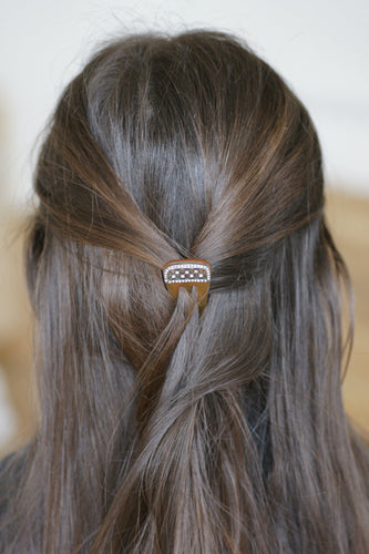 Grzebień - Grzebień z trzema zębami, siateczka w Srebro i kamienie z Renu 58 Facettes