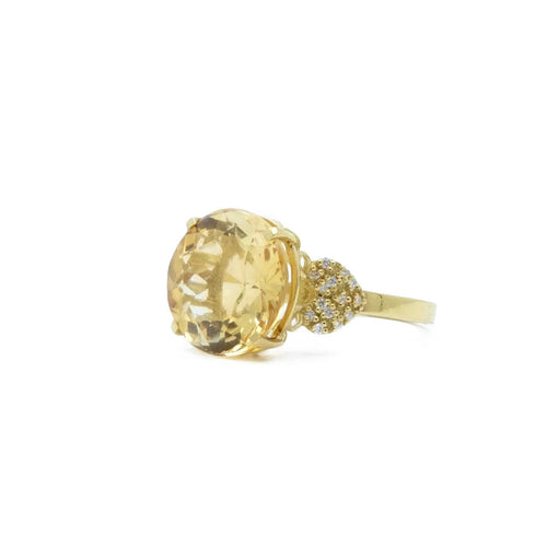 Bague 58 Bague cocktail en or jaune 18K avec citrine et diamants 58 Facettes REF2218-18
