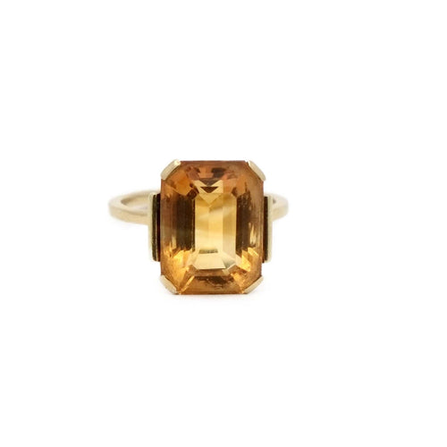 Bague 53 Bague citrine taille émeraude en or jaune 18K 58 Facettes REF2373-95