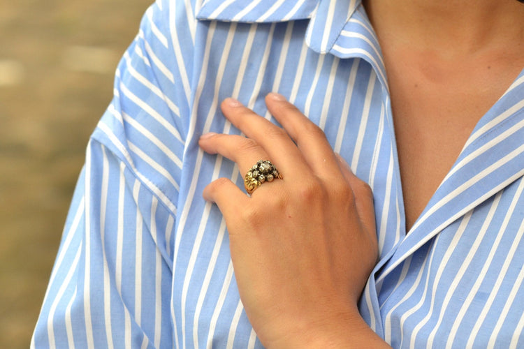 Bague 54 Bague ancienne en or 18k et argent sertie de diamants 58 Facettes 27061