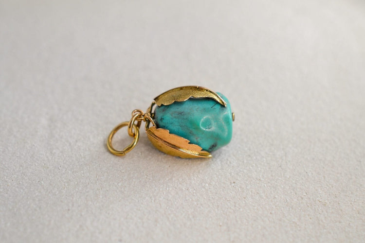 14K yellow gold fruit pendant and turquoise pendant 58 Facettes 3270