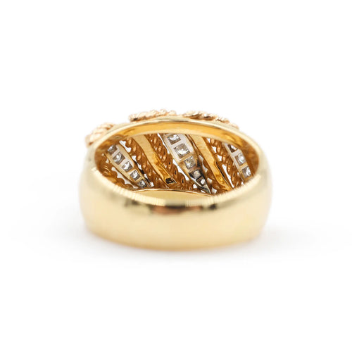 Bague Bague jonc en or blanc et jaune 18 kt avec diamants 0,42 ct 58 Facettes 13238