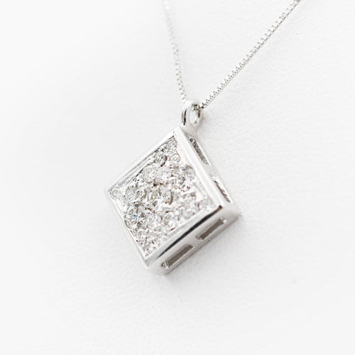 Collier Collier - Pendentif losange en or blanc 18 carats et diamants 0,50 ct 58 Facettes 22321