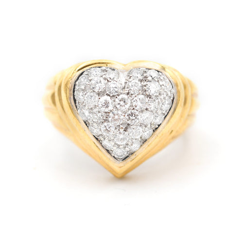 Bague Repossi - Bague cœur en or jaune 18 ct et diamants 0,64 ct 58 Facettes 22038