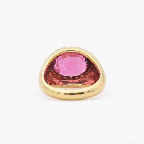 Bague Bague en or jaune 18 ct avec rubellite et diamants 58 Facettes 16915