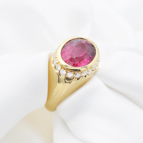 Bague Bague en or jaune 18 ct avec rubellite et diamants 58 Facettes 16915