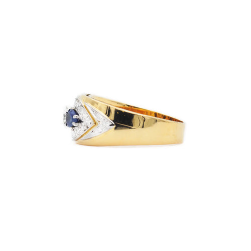 Bague Bague en or jaune 18 ct avec saphir et diamant 58 Facettes 16933