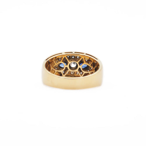 Bague Bague en or jaune 18 ct avec saphir et diamant 58 Facettes 16933