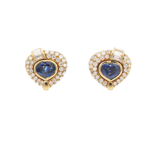 Boucles d'oreilles Boucles d’oreilles - Or blanc 18 carats, saphirs et diamants 58 Facettes 17397