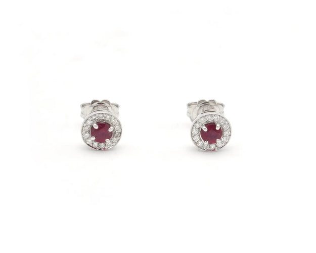 Boucles d'oreilles Boucles d’oreilles en or blanc 18 ct avec rubis et diamants 58 Facettes 14320