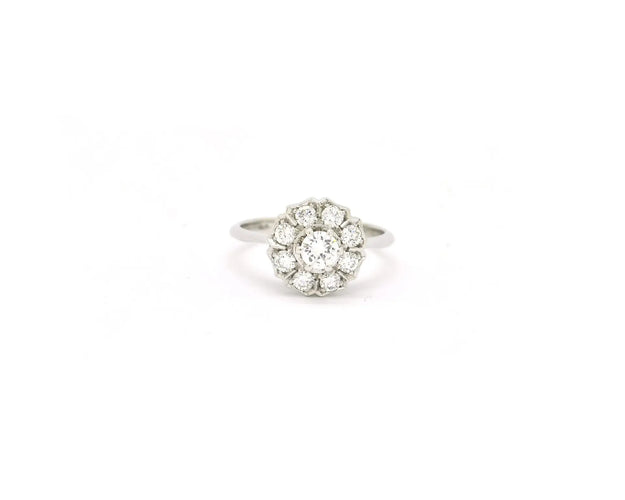 Bague Bague en or blanc 18 ct avec diamant central 0,30 ct et diamants 58 Facettes 14492