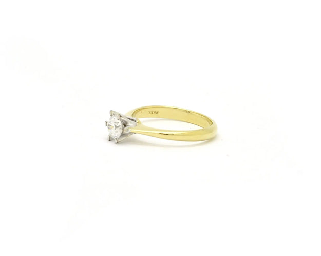 Bague 53 Bague solitaire - Diamant 0,50 ct en or jaune 18 kt 58 Facettes 14498