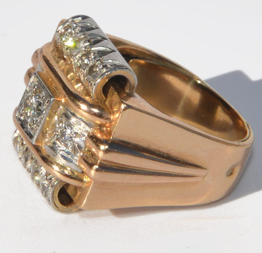 Bague 60 Bague tank en platine sertie de diamants 58 Facettes 1