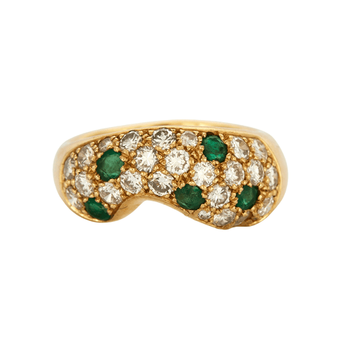 Bague 53 Bague or jaune diamants et émeraudes 58 Facettes 240404