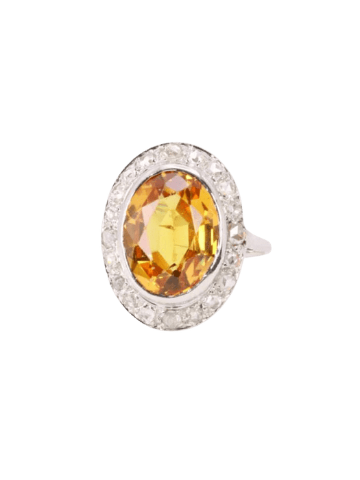 Bague 51 Bague cocktail or blanc citrine 5 carats diamants 58 Facettes J416