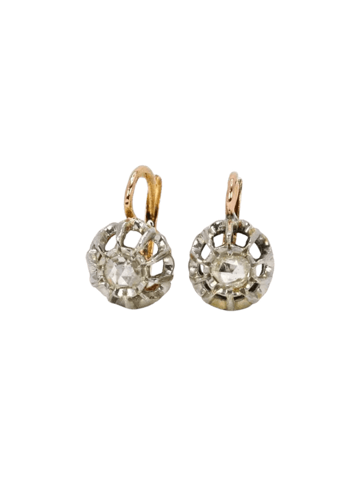 Boucles d'oreilles Boucles d'oreilles dormeuses anciennes diamants taille rose 58 Facettes J448