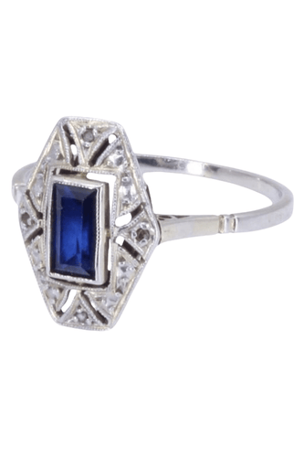 Bague 53 Bague art-déco saphir et diamant 58 Facettes 085851